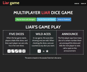 Liar dice game